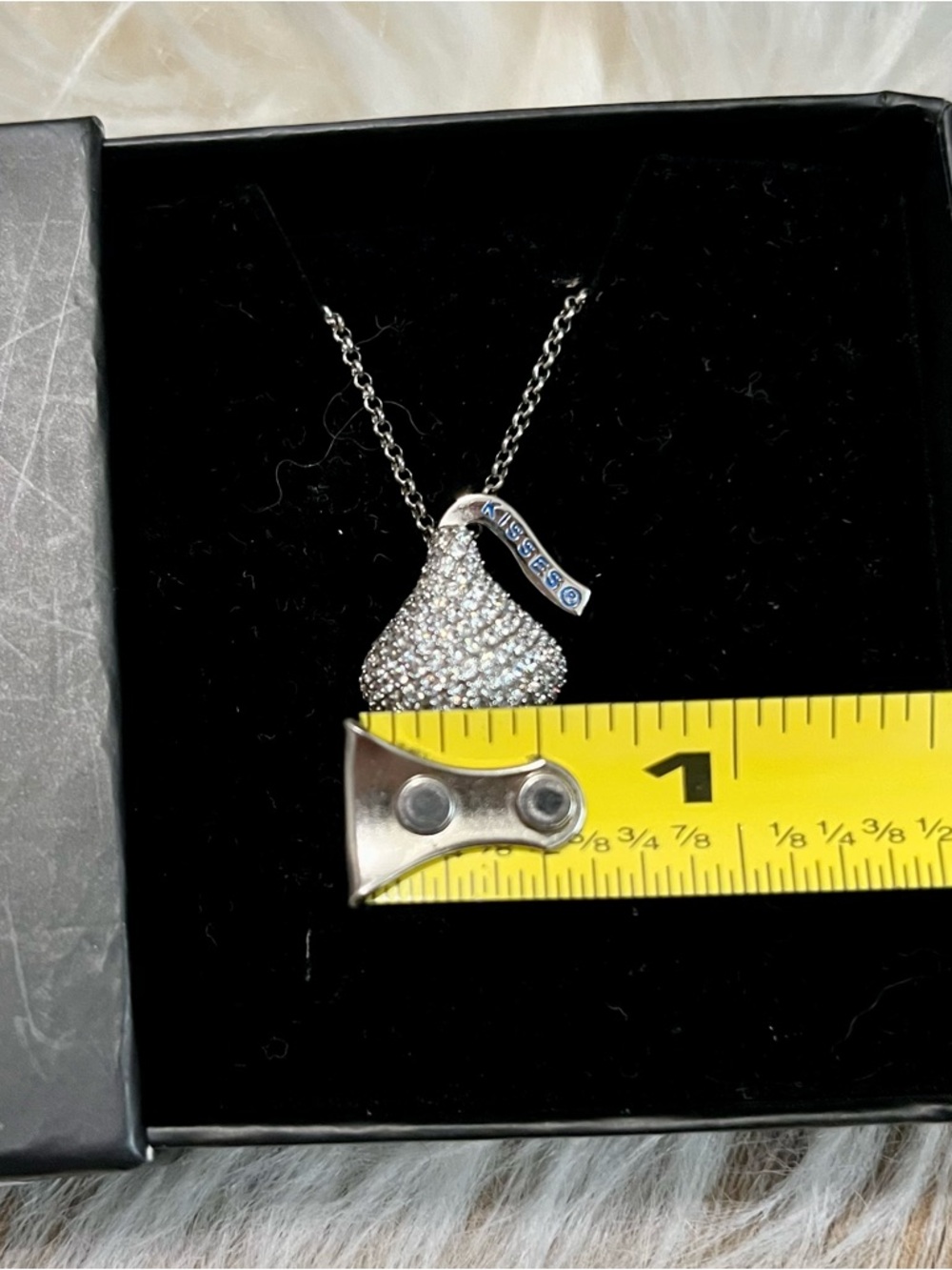Silver Pavé Hershey Kiss Pendant Necklace - Picture 3 of 7